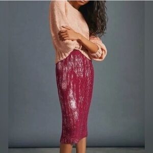 Anthropologie Rue Shimmer Midi Skirt